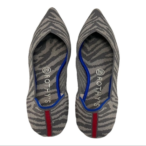 Rothy’s Gray Zebra The Point RARE Retired Flats Women’s 7.5 - Picture 7 of 16